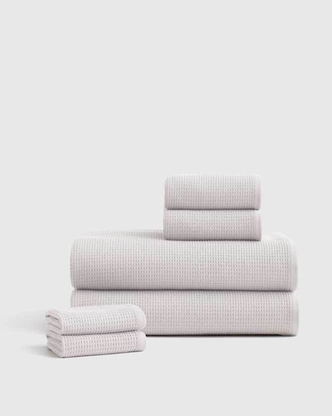 Silver Turkish Waffle Terry Bath Sheet Bundle