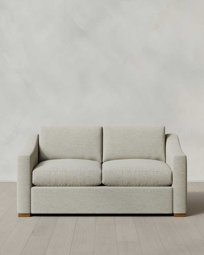 Flax Hollis Slope Arm Sofa in Performance Basketweave