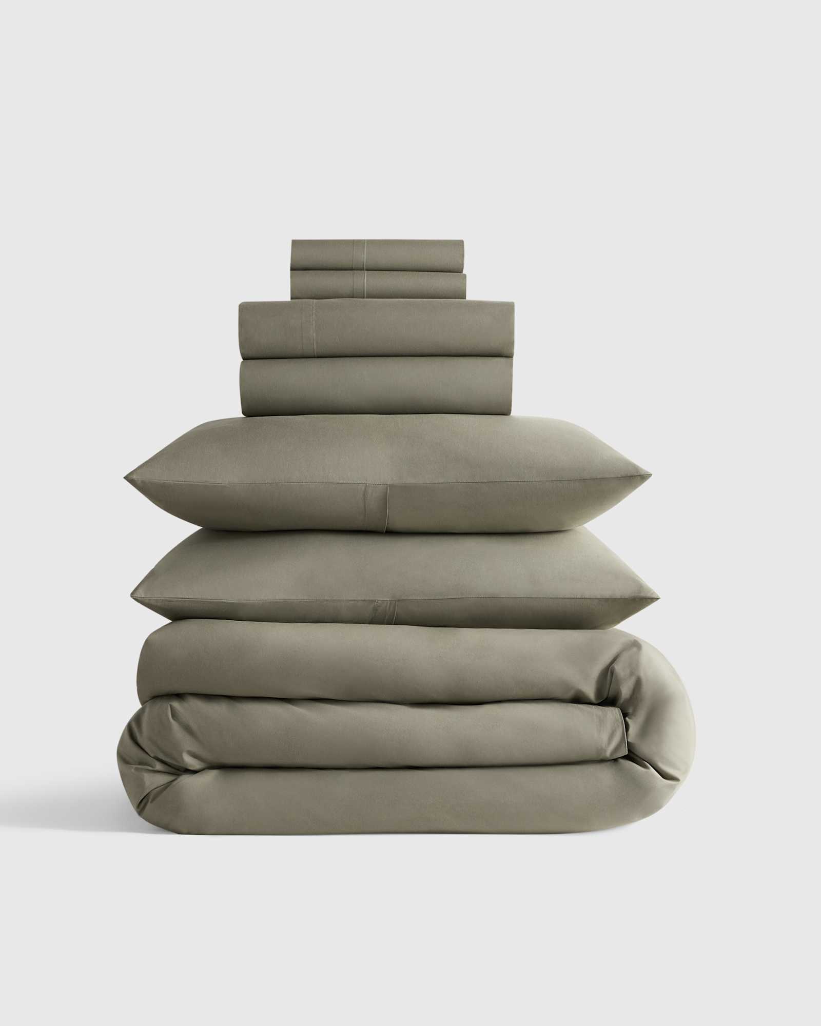 Dried Sage Organic Crisp Percale Deluxe Bedding Bundle