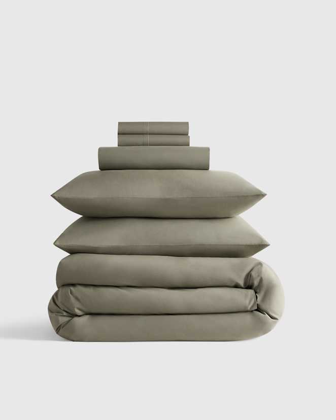 Dried Sage Organic Crisp & Smooth Cotton Deluxe Bedding Bundle