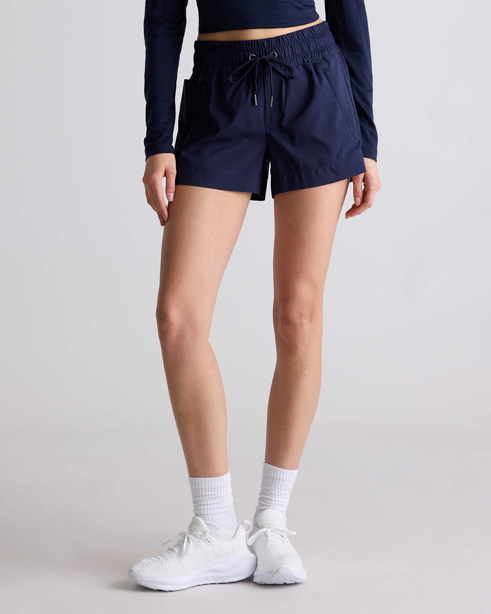 Deep Navy Micro Ripstop Mid-Rise Hike Shorts