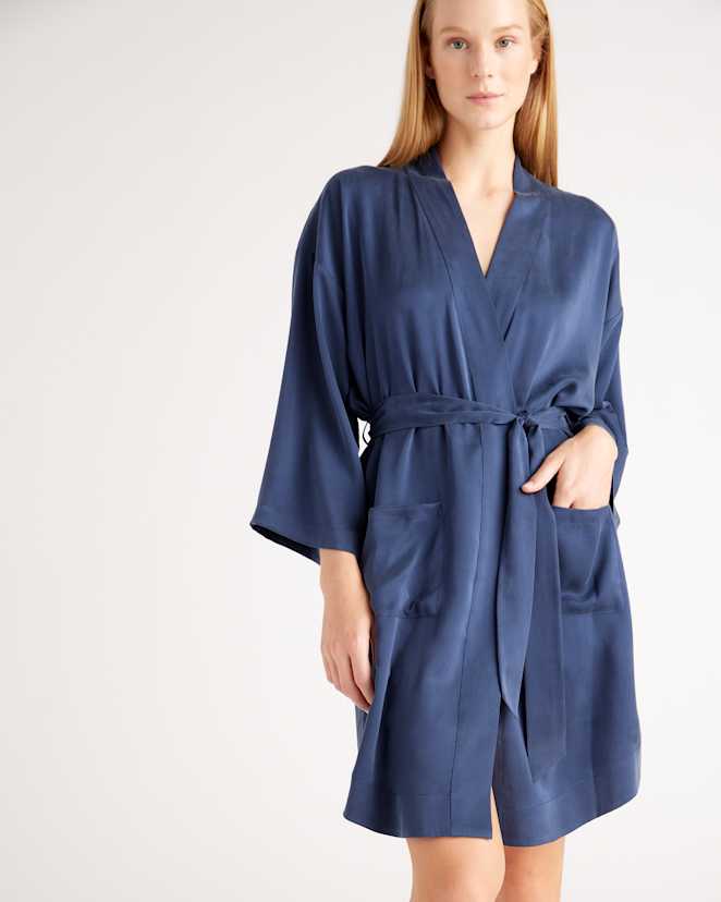 Indigo 100% Washable Silk Robe