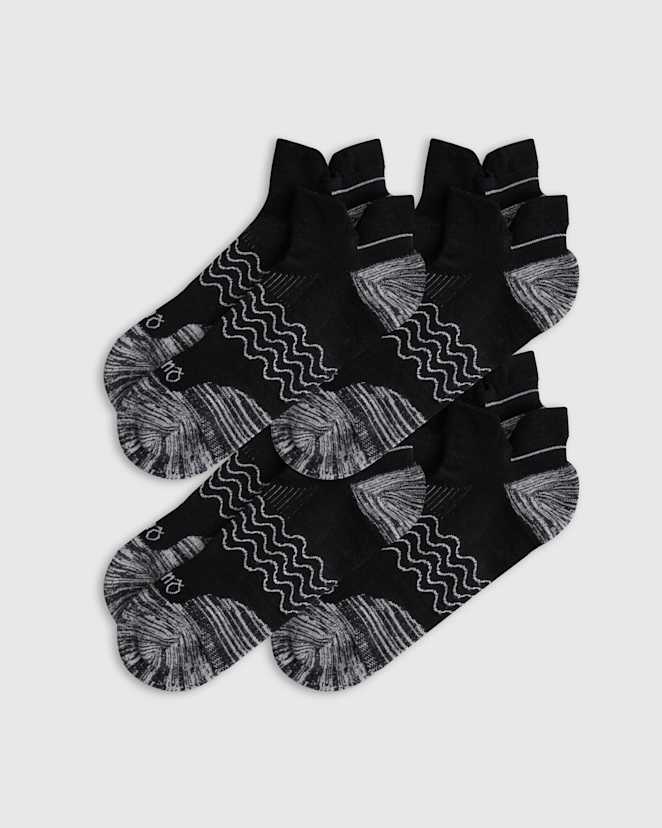Black Performance Running Ankle Socks (4-Pack)