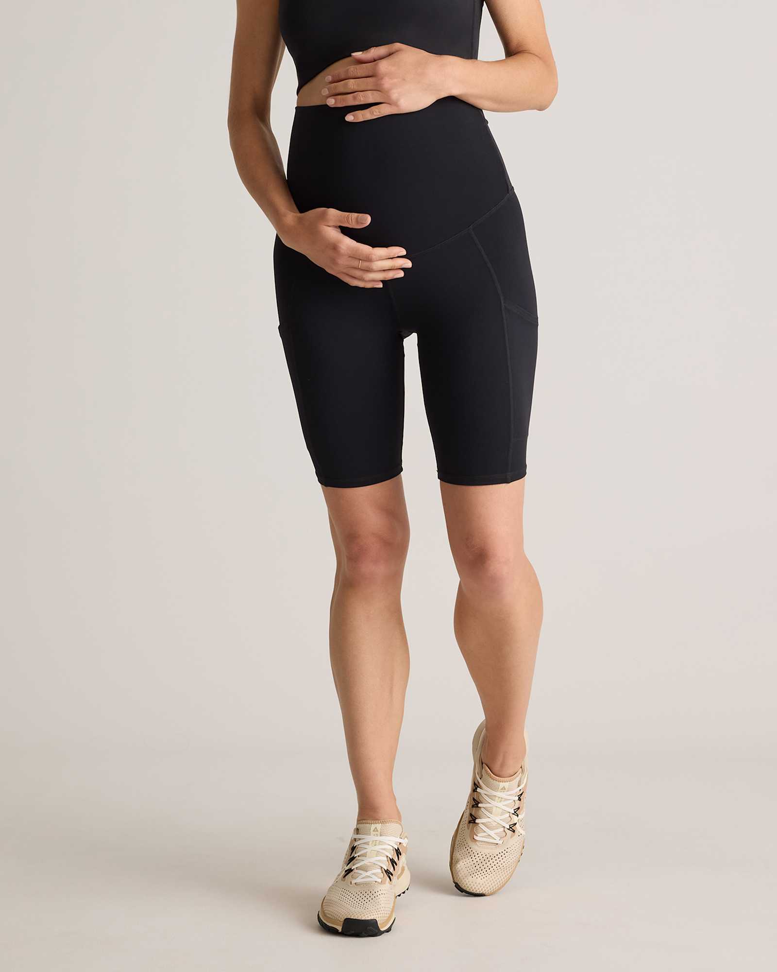 Black Ultra-Form Maternity Pocket Bike Short 9"