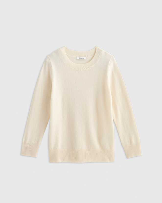 Ivory Washable Cashmere Crewneck Sweater