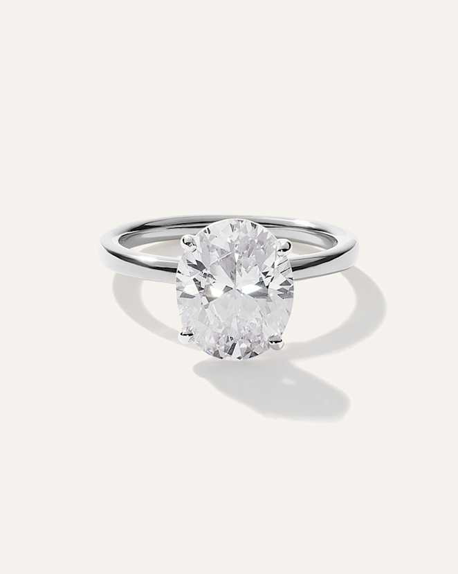 White Gold Lab Grown Diamond Oval Comfort Fit Engagement Ring - 3ct