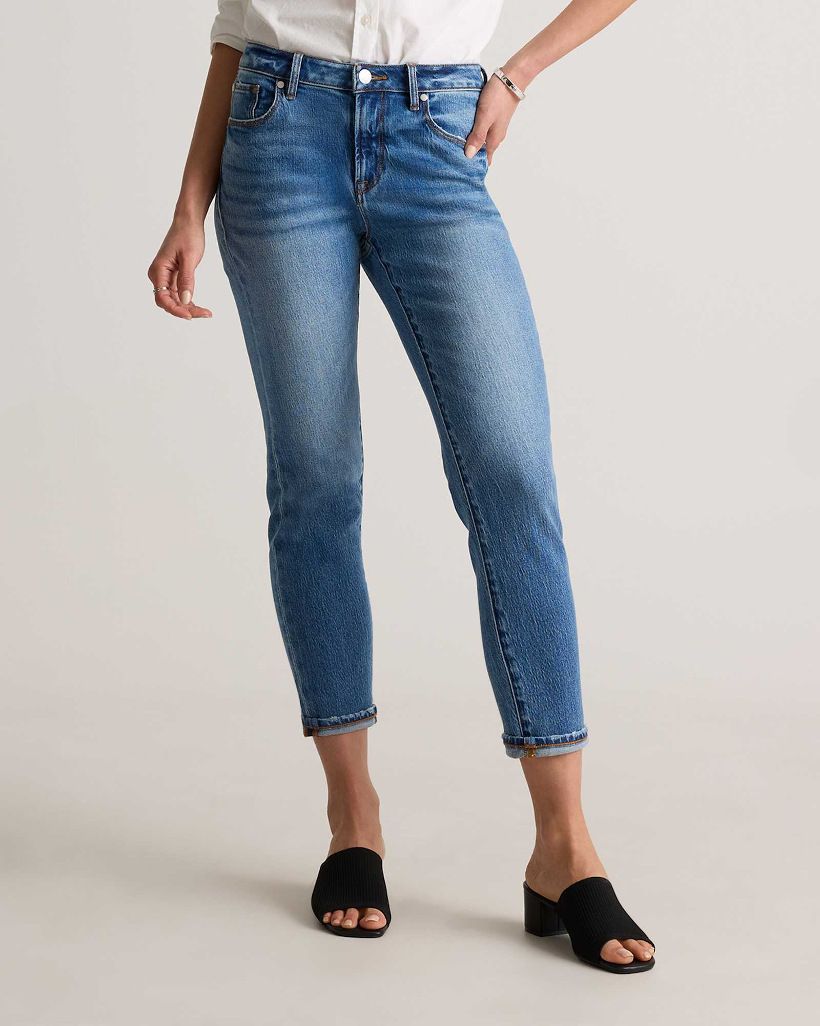 atlantic-blue Luna Stretch Slim Boyfriend Jeans