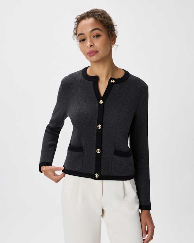 Charcoal/Black Colorblock 100% Organic Cotton Sweater Jacket