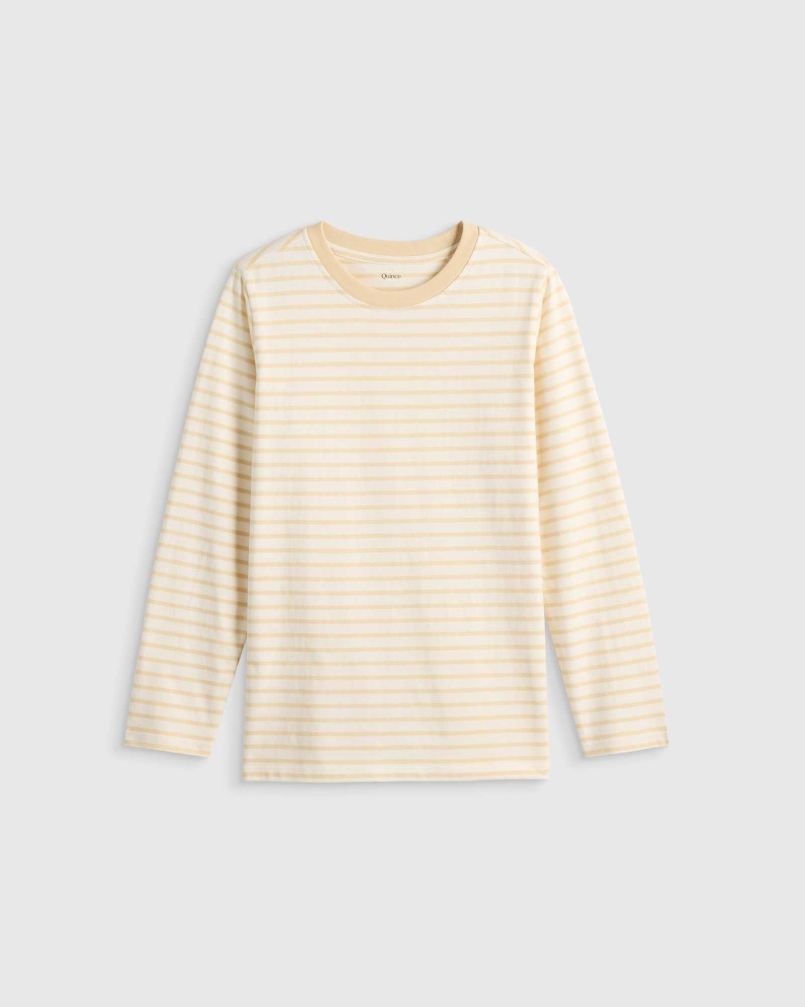 Oatmeal Stripe 100% Organic Cotton Jersey Long Sleeve Tee