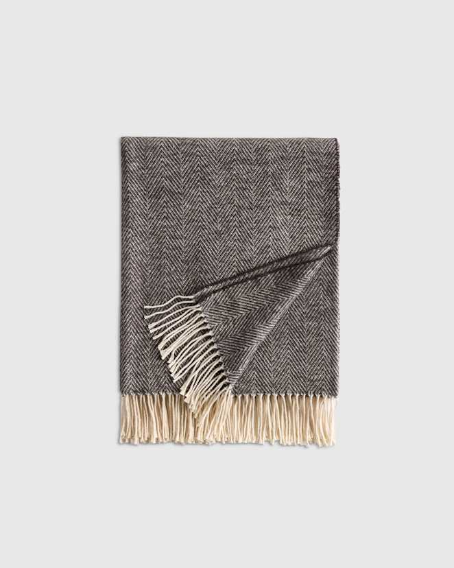 Espresso Italian Cotton Herringbone Throw