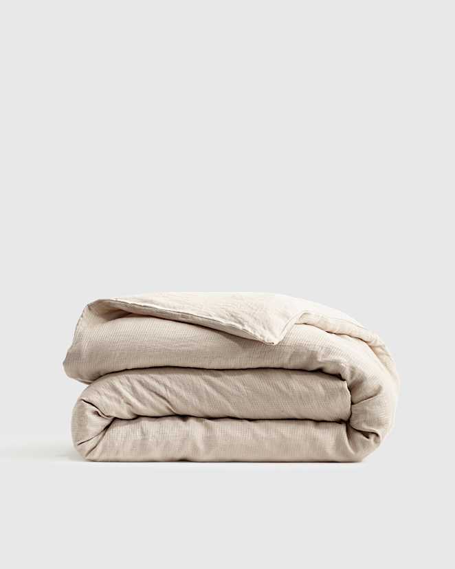 duvet Sand Shell European Linen Waffle Duvet Cover