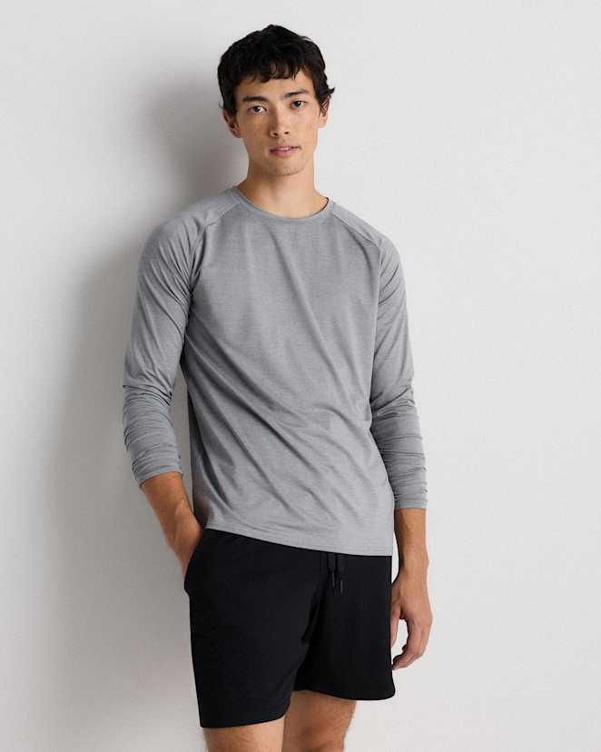 Heather Grey Flowknit Breeze Performance Long Sleeve Tee