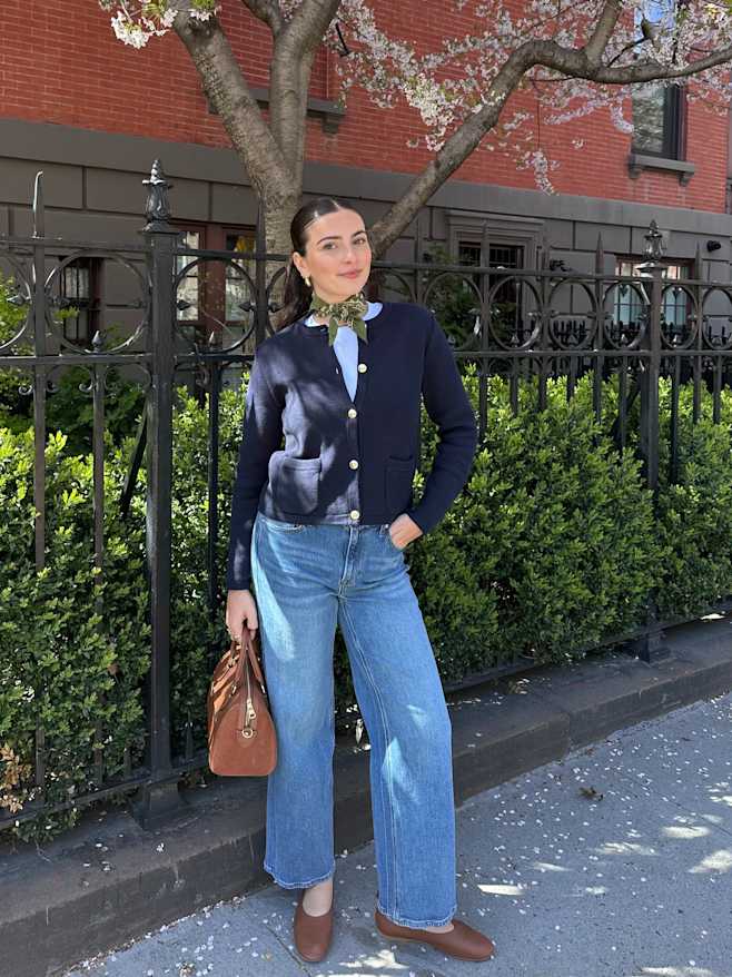 Navy 100% Organic Cotton Sweater Jacket