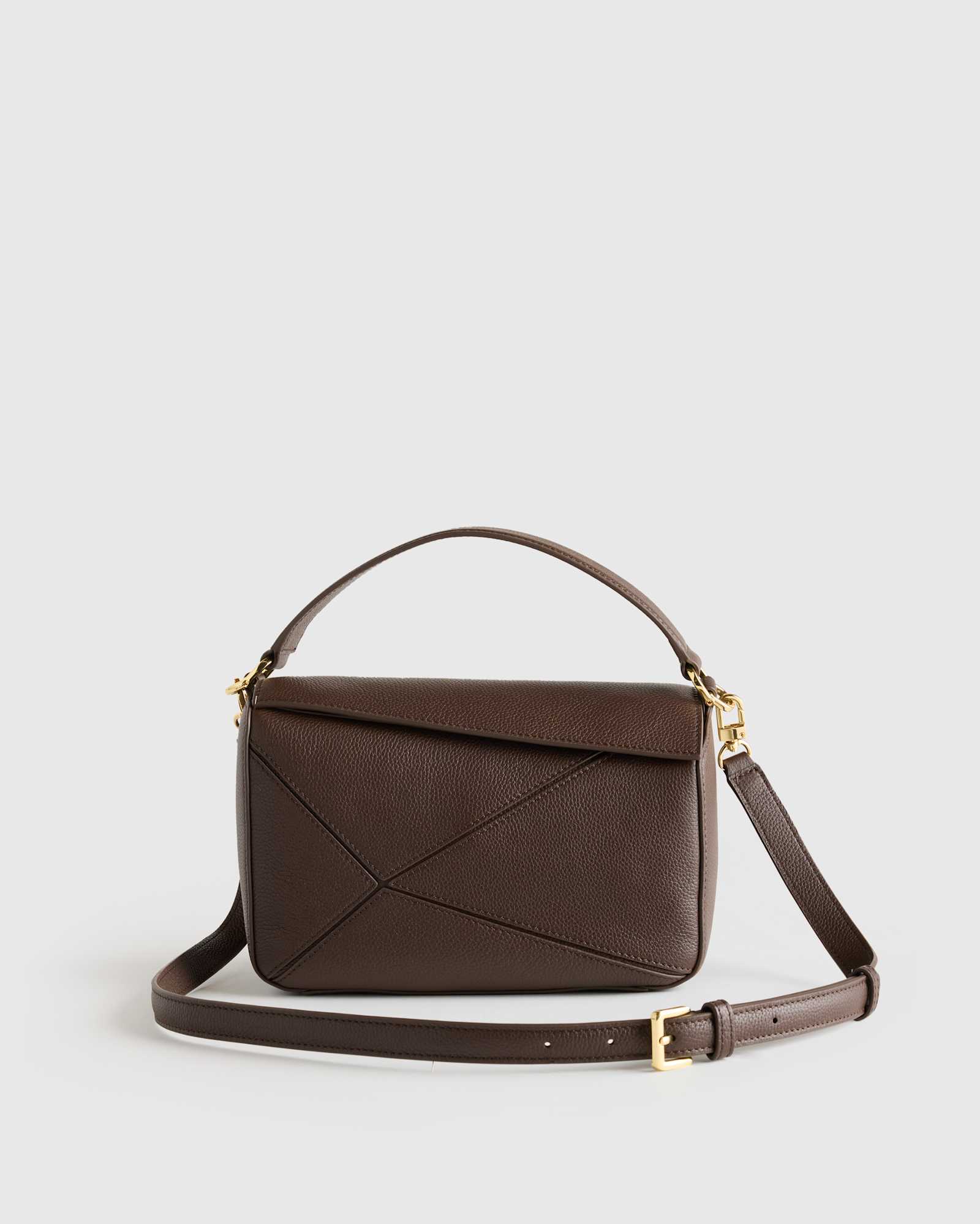 Espresso Brown Italian Leather Patchwork Crossbody