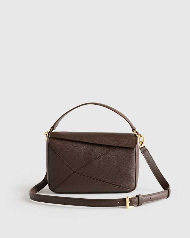 Espresso Brown Italian Leather Patchwork Crossbody