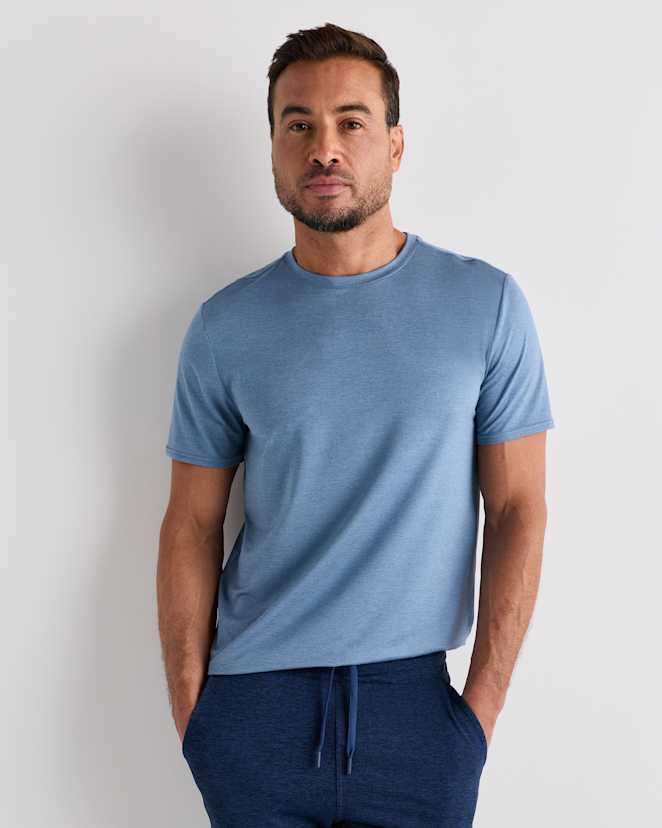 Heather Dewstone Blue Flowknit Breeze Performance Tee
