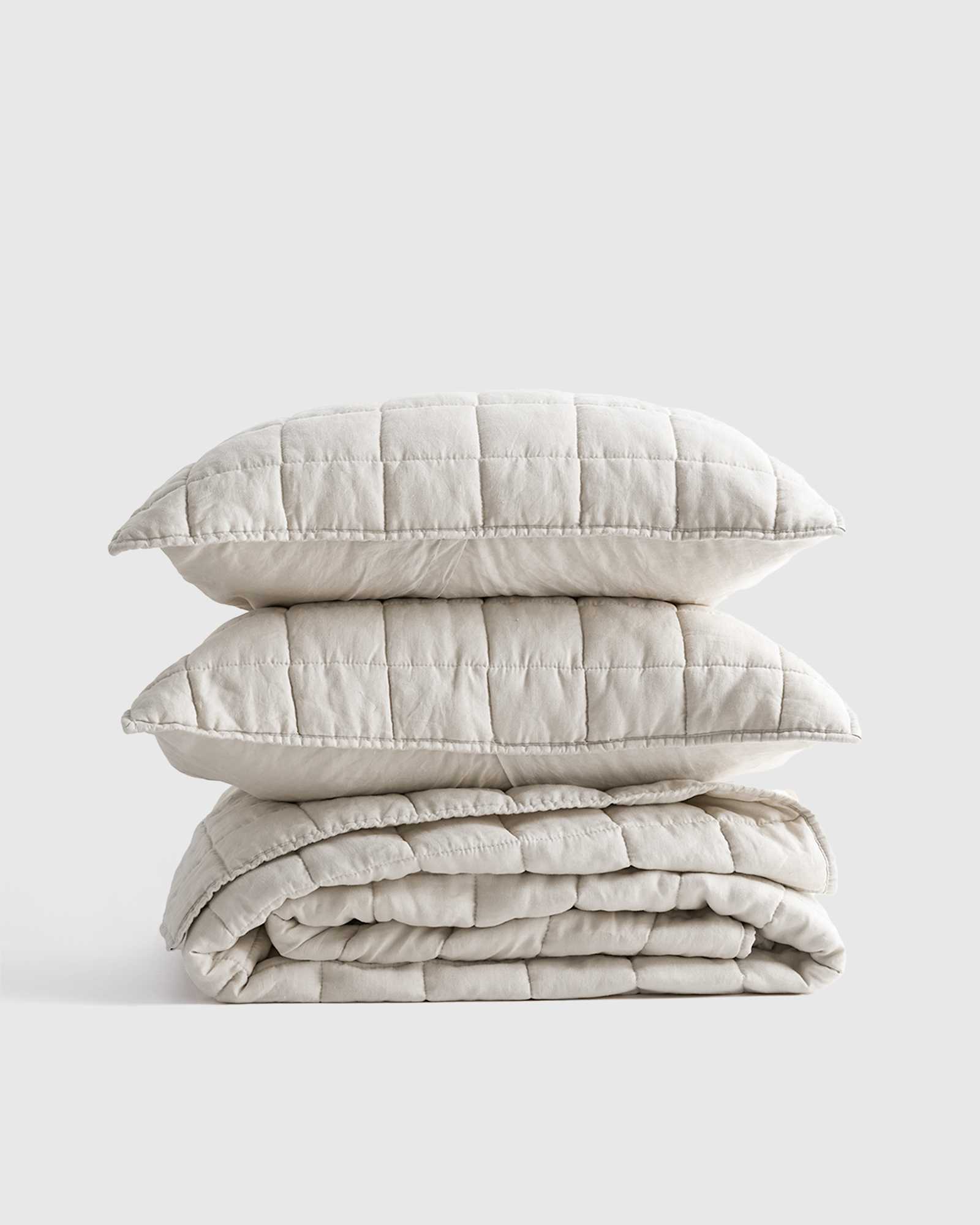 sand European Linen Box Quilt Set
