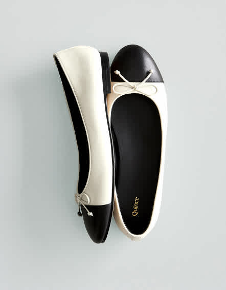 Italian Leather Cap-Toe Ballet Flat