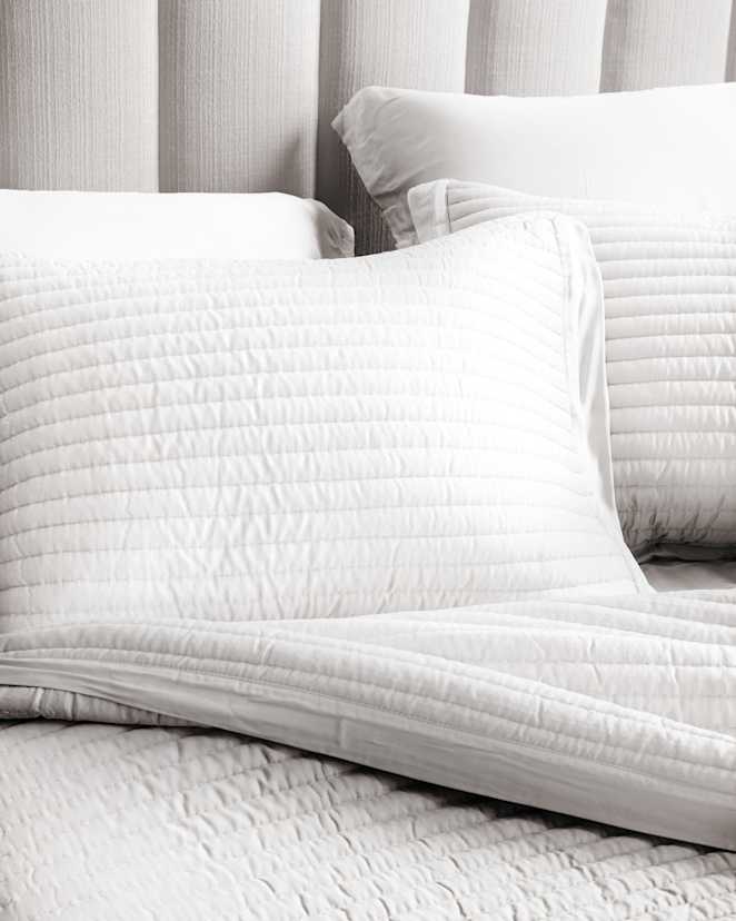 White Bamboo Channel Quilted Sham Set