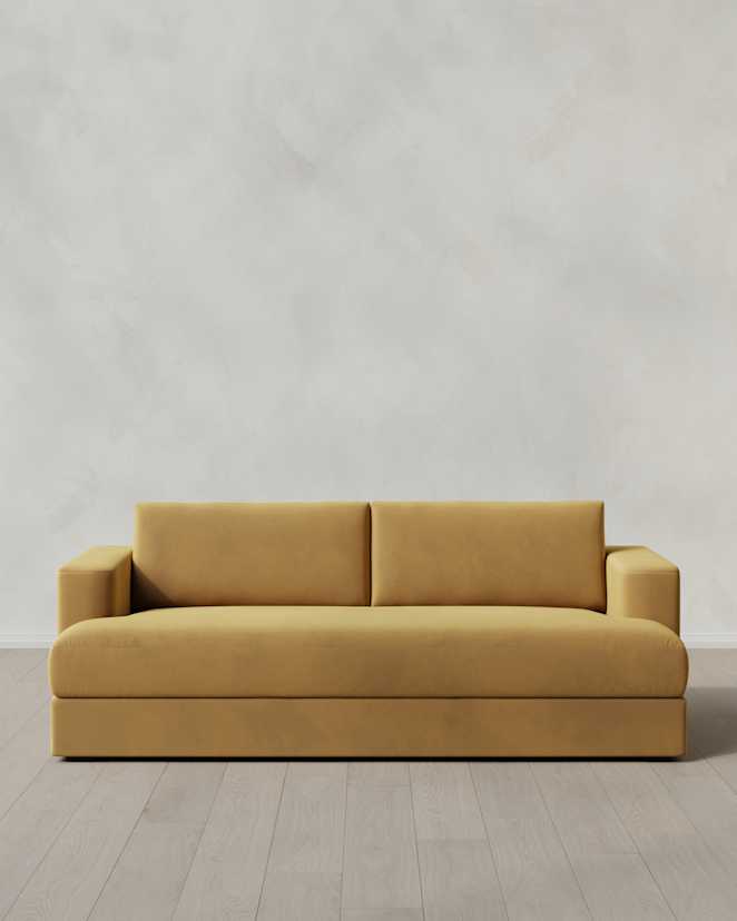 Caramel Sierra Curved Arm Sofa in Performance Velvet