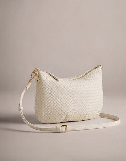Bone Italian Handwoven Leather Mini Shoulder Bag
