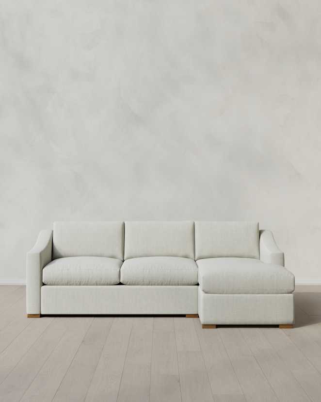 Sorrell Hollis Slope Arm Chaise Sectional in Performance Chenille Linen Blend