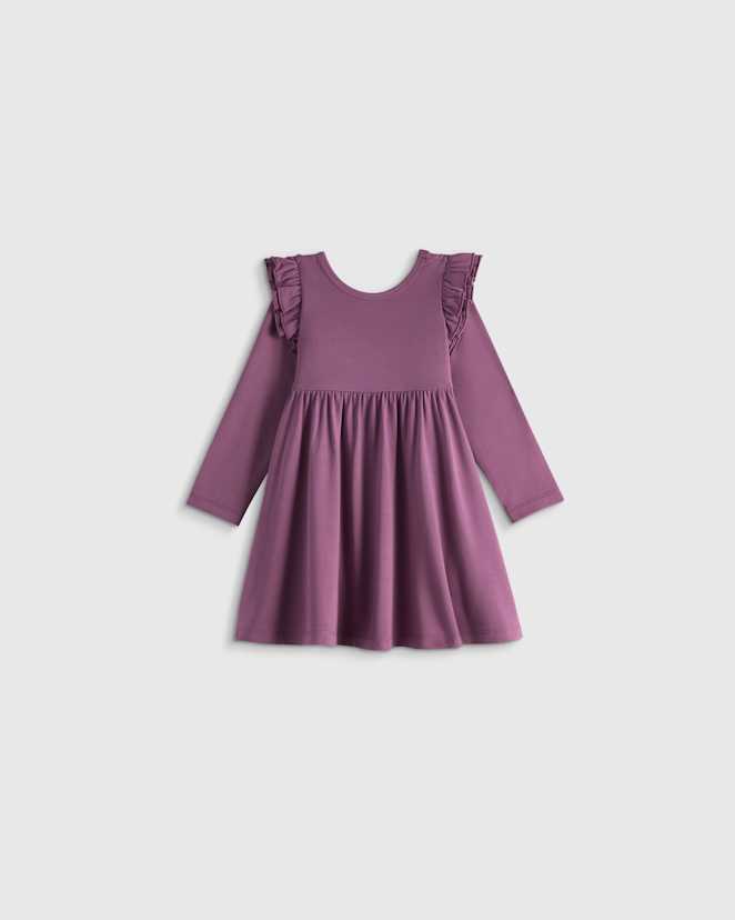 Sugar Plum Bamboo Long Sleeve Flutter Twirl Dress