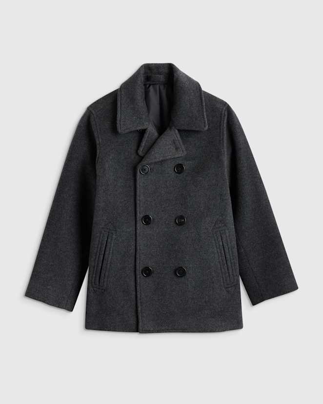 Heather Charcoal Boys Wool Cashmere Peacoat