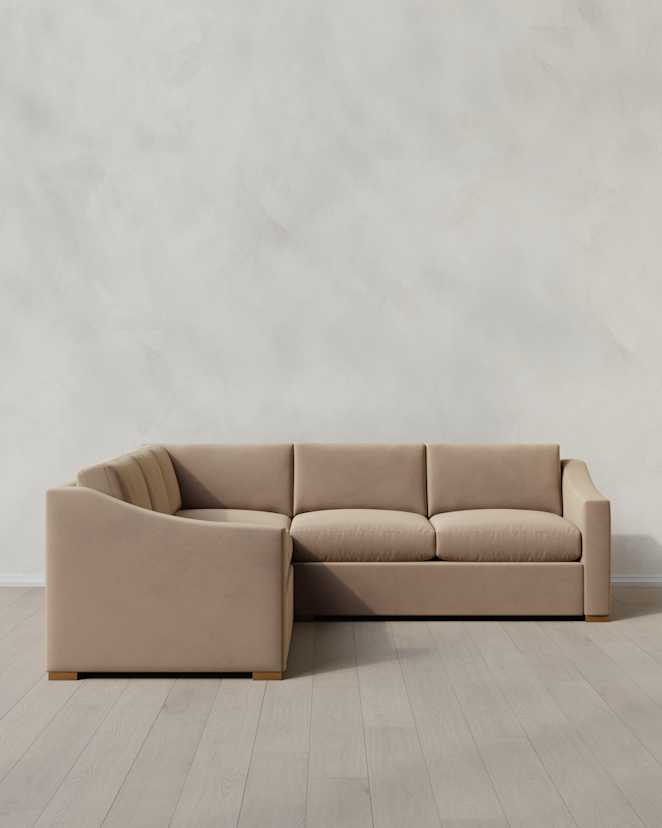 Taupe Hollis Slope Arm L Sectional in Performance Velvet