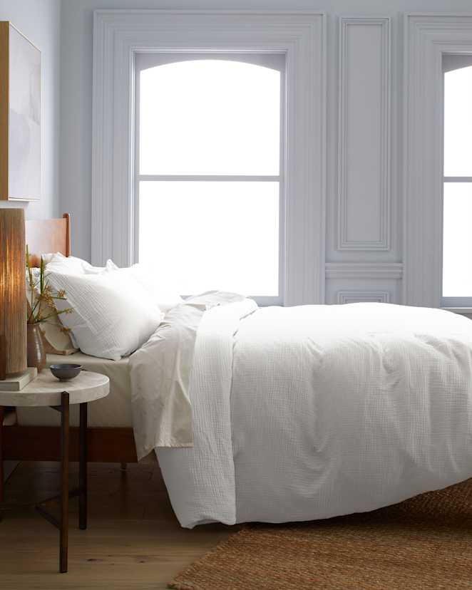 White Organic Airy Gauze Duvet Cover