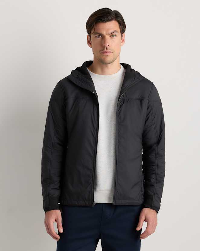 Rich Black Weatherproof Fleece-Lined Hooded Jacket