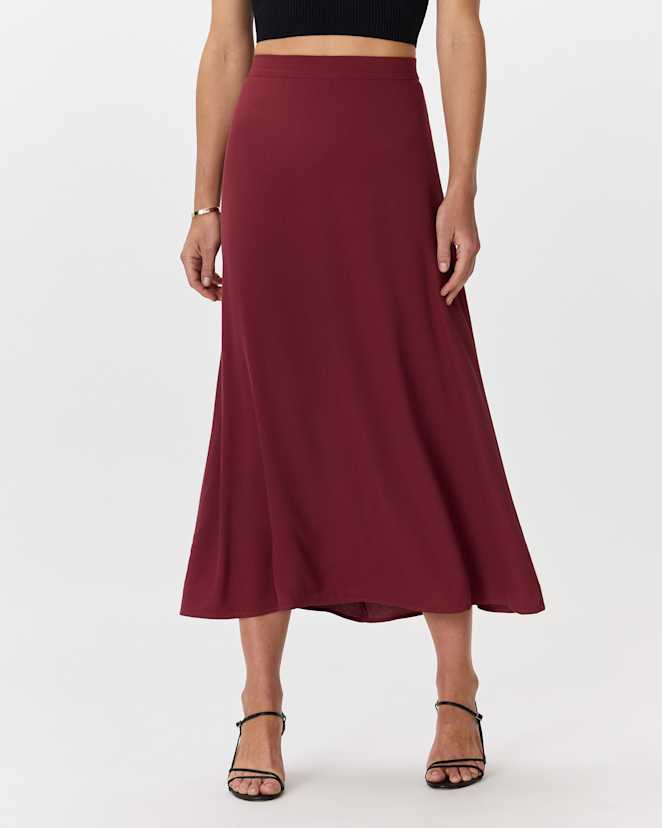 Maroon Lightweight Crepe Slip Skirt