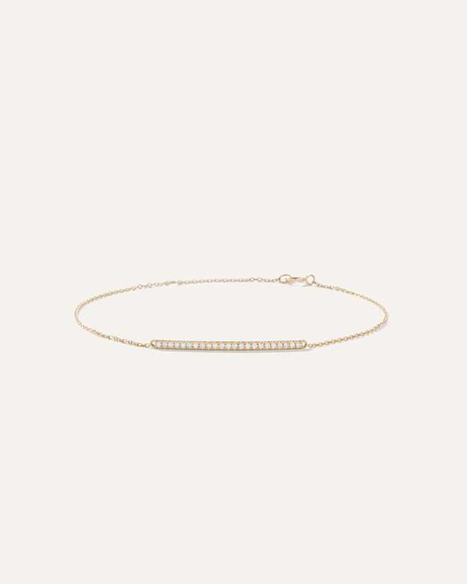 Yellow Gold 14K Gold Pave Diamond Bar Bracelet