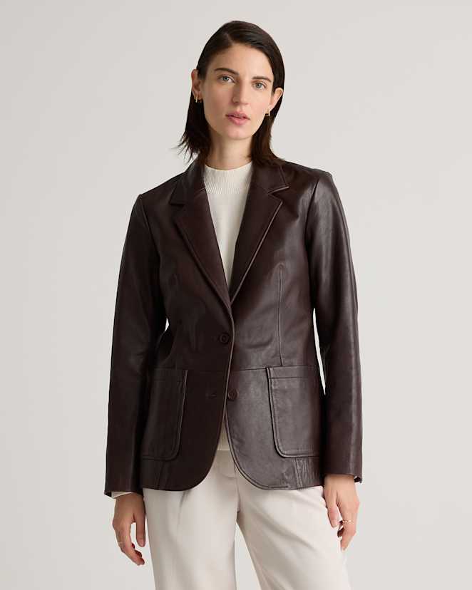 Brown 100% Leather Blazer
