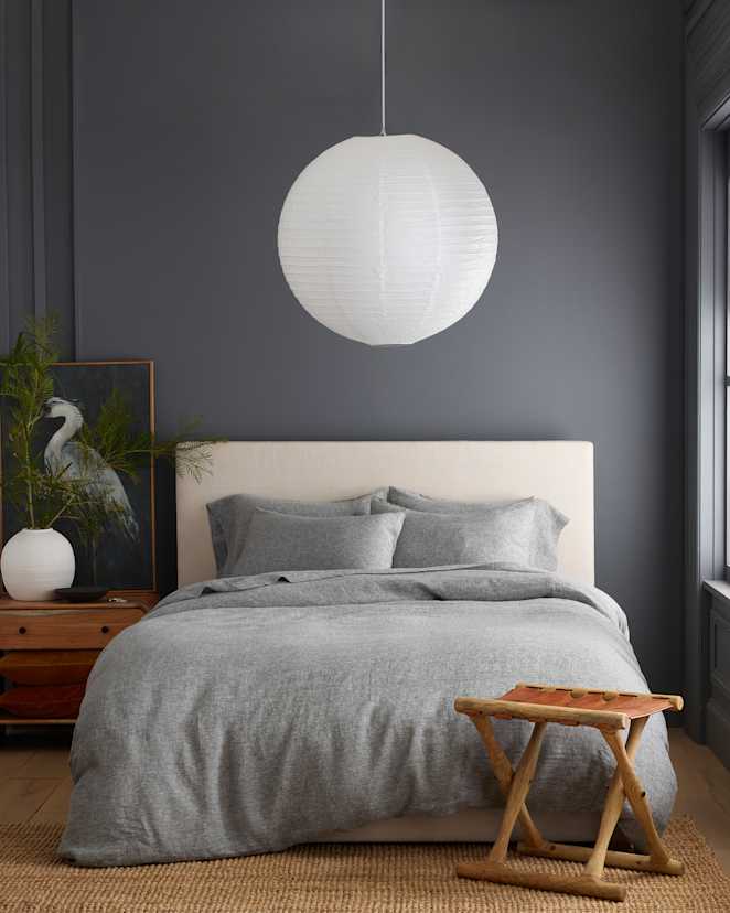 Charcoal European Linen Chambray Deluxe Bedding Bundle