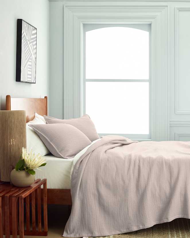 Sand Organic Ribbed Cotton Coverlet