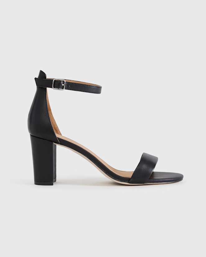 Black Italian Leather 65mm Block Heel