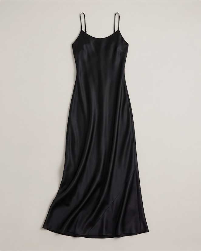 Black Robe nuisette longue 100 % soie lavable
