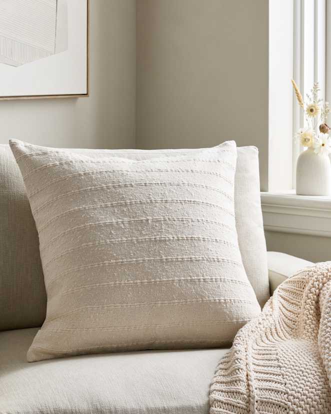 Natural Textured Striped Cotton Pillow Cover (Set of 2)
