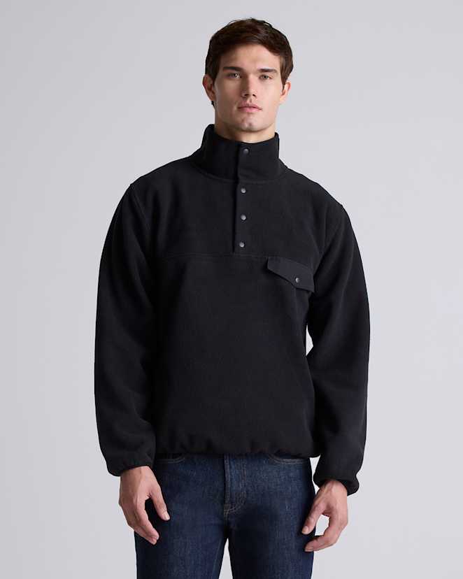 Bold Black Polar Fleece Snap Pullover