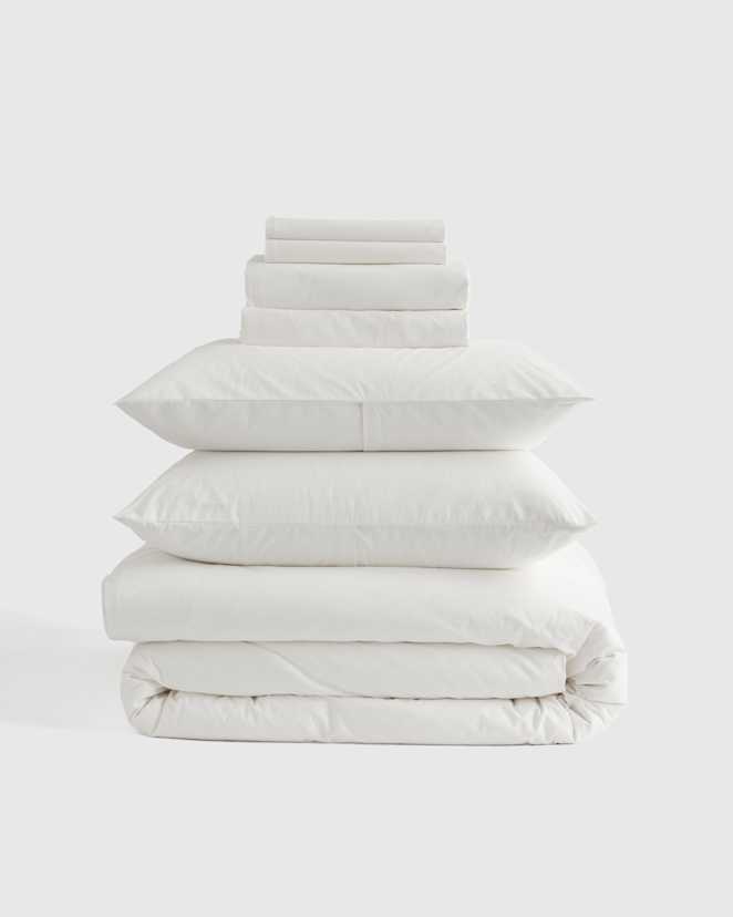 White Organic Brushed Cotton Deluxe Bedding Bundle