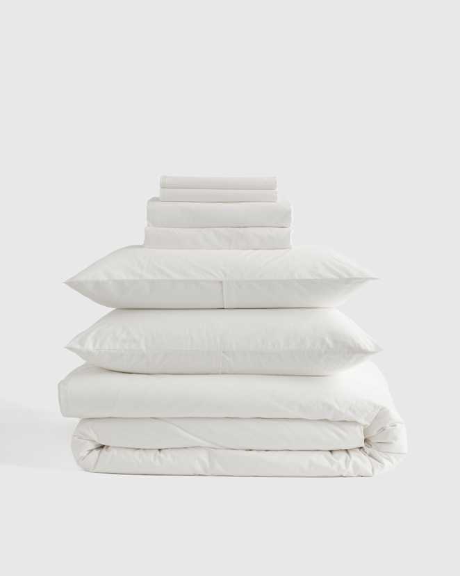 White Organic Brushed Cotton Deluxe Bedding Bundle