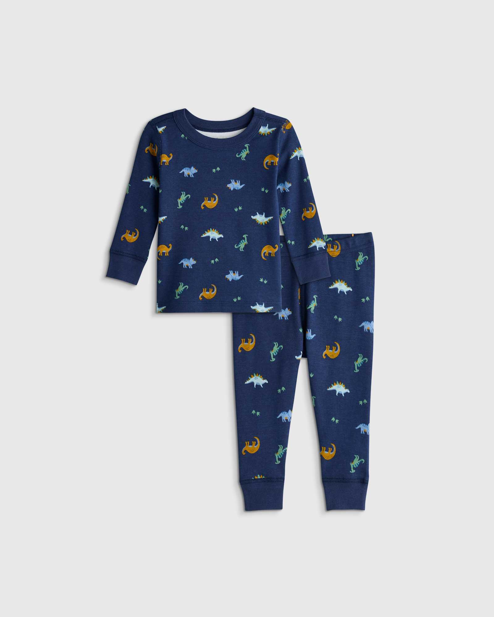 U--840 BABY 100 Organic Cotton Long Sleeve and Pant Pajama Set Little Dinos 14435 CROPPED SET