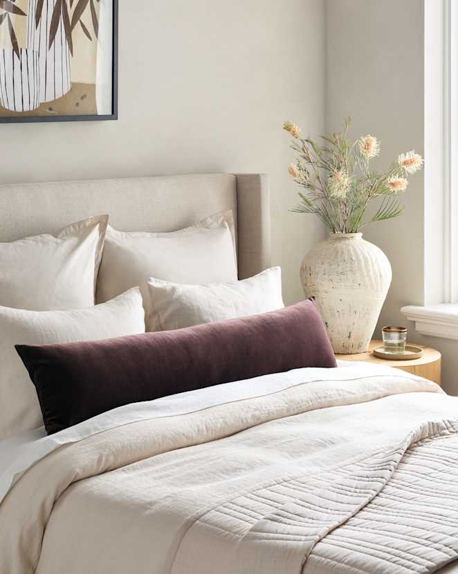 Espresso Cotton Velvet Oversized Lumbar Pillow Cover