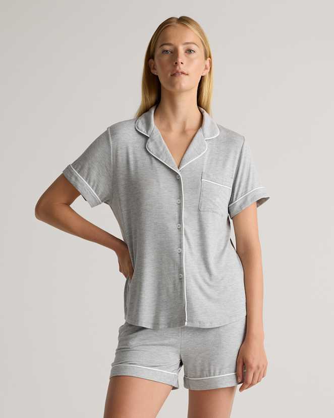 Heather Grey Bamboo Jersey Short Sleeve Pajama Set