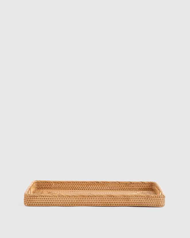 Natural Handwoven Rattan Rectangular Tray