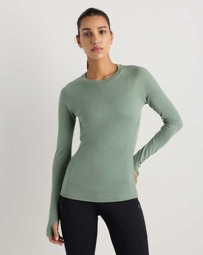 Sea Spray Green 100% Merino Wool Cold Weather Base Layer Crew