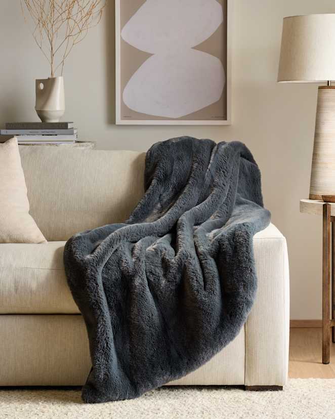 Slate Luxury Faux Fur Throw