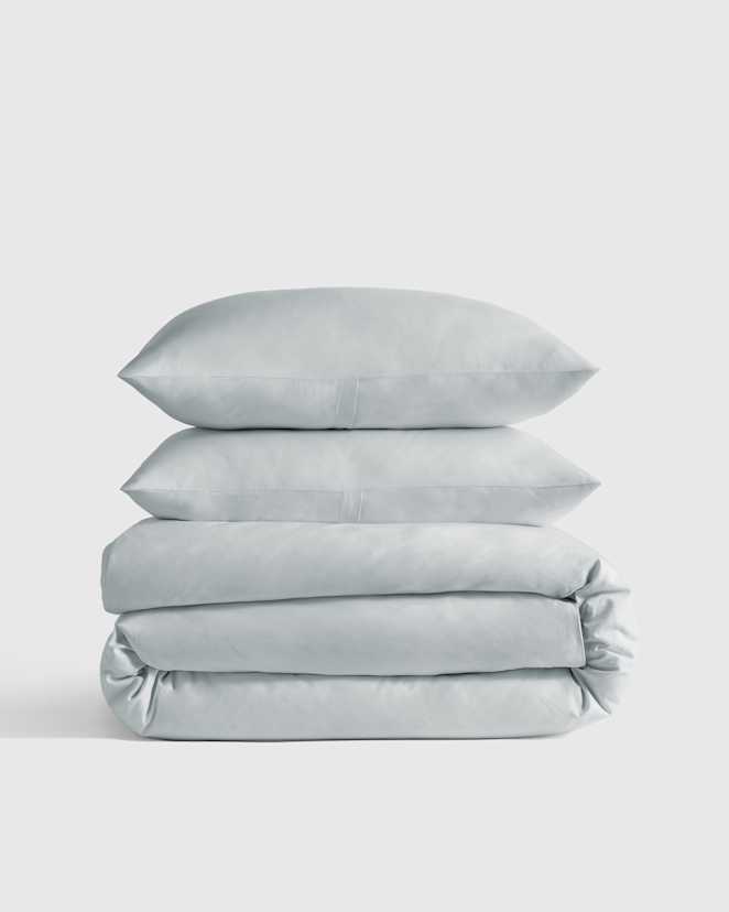 Mist Classic Organic Percale Duvet Cover Set