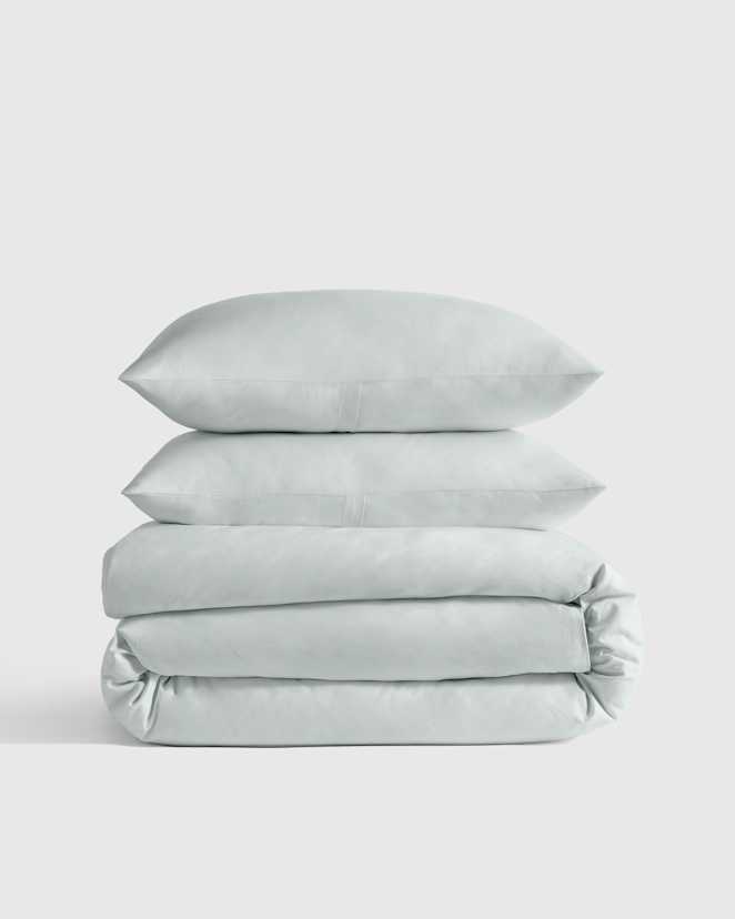 Mist Classic Organic Percale Duvet Cover Set